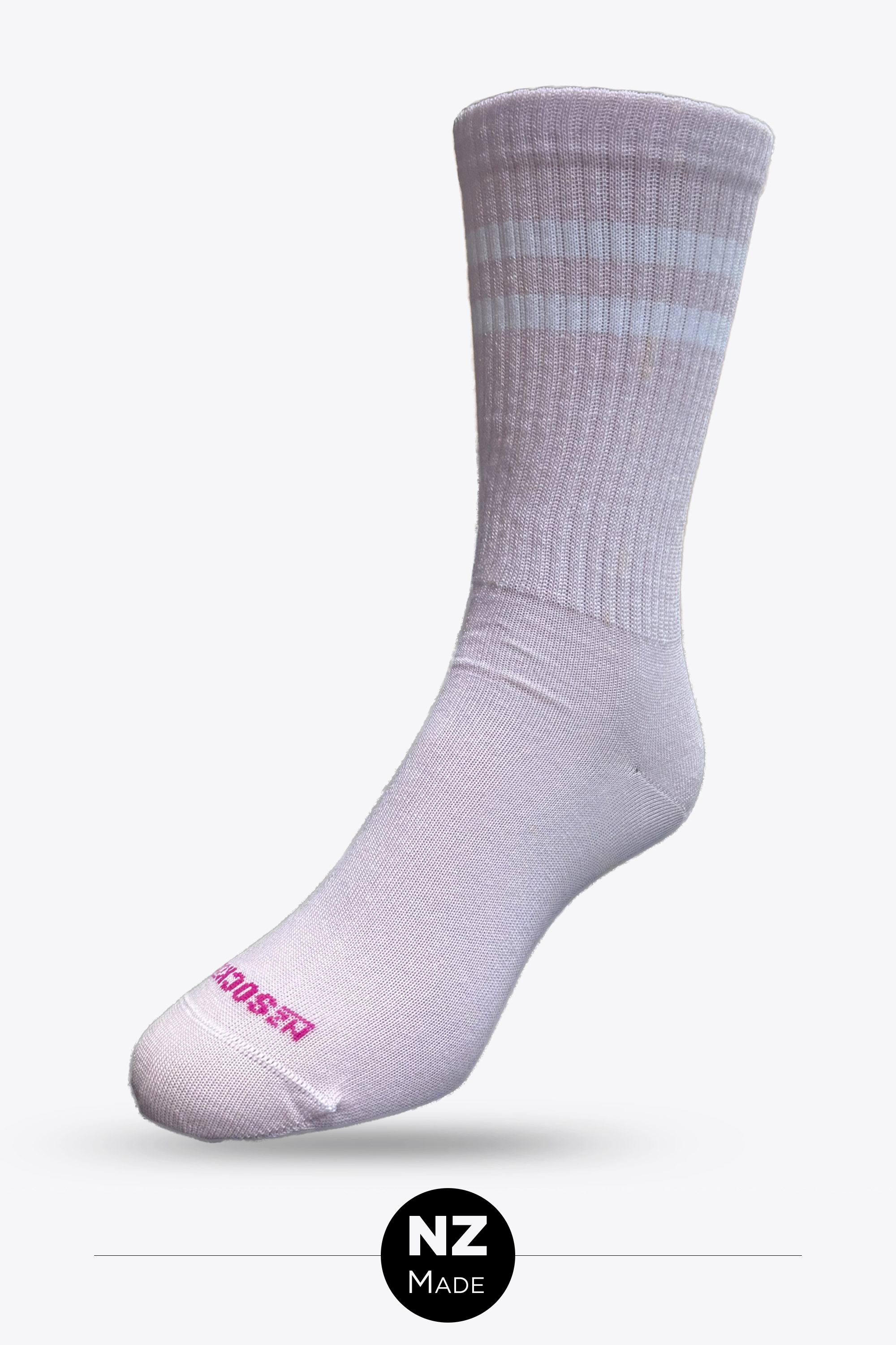 Merino Rib Crew Stripe - pink
